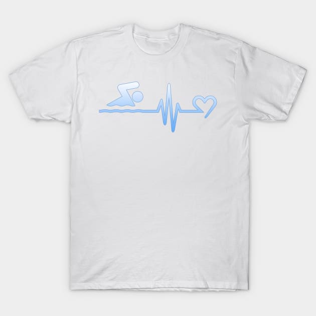 Swimmer Heart Beat T-Shirt by hcohen2000